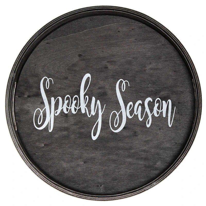 Elegant Designs™ 13.8" Round Spooky Season Serving Tray with Handles