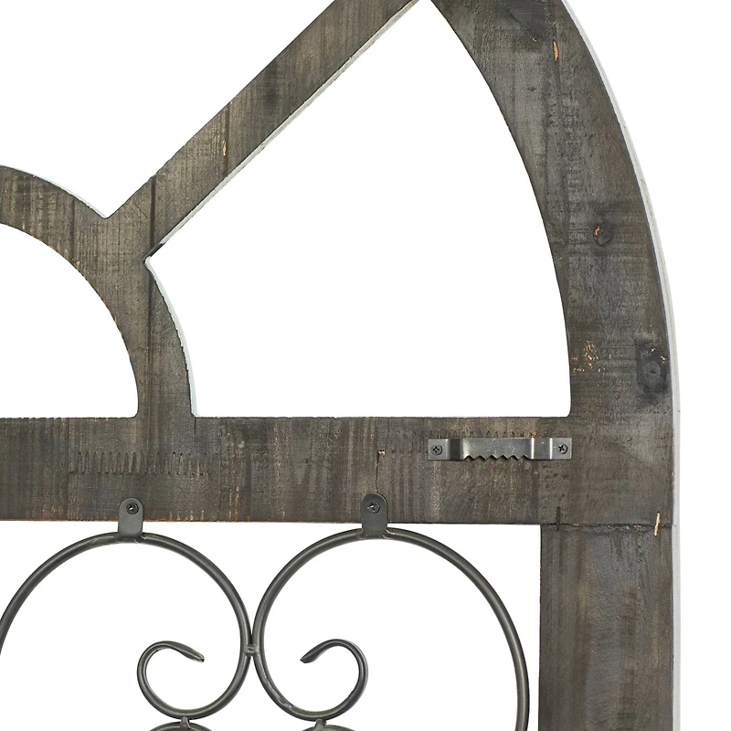 46" White & Brown Rustic Metal & Wood Arched Gate Wall Décor