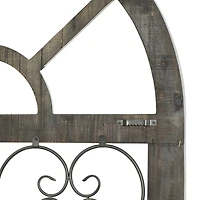 46" White & Brown Rustic Metal & Wood Arched Gate Wall Décor