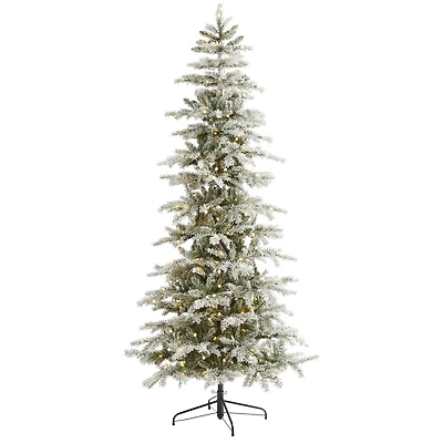 7.5ft. Pre-Lit Slim Flocked Nova Scotia Spruce Artificial Christmas Tree with Warm White LED Lights