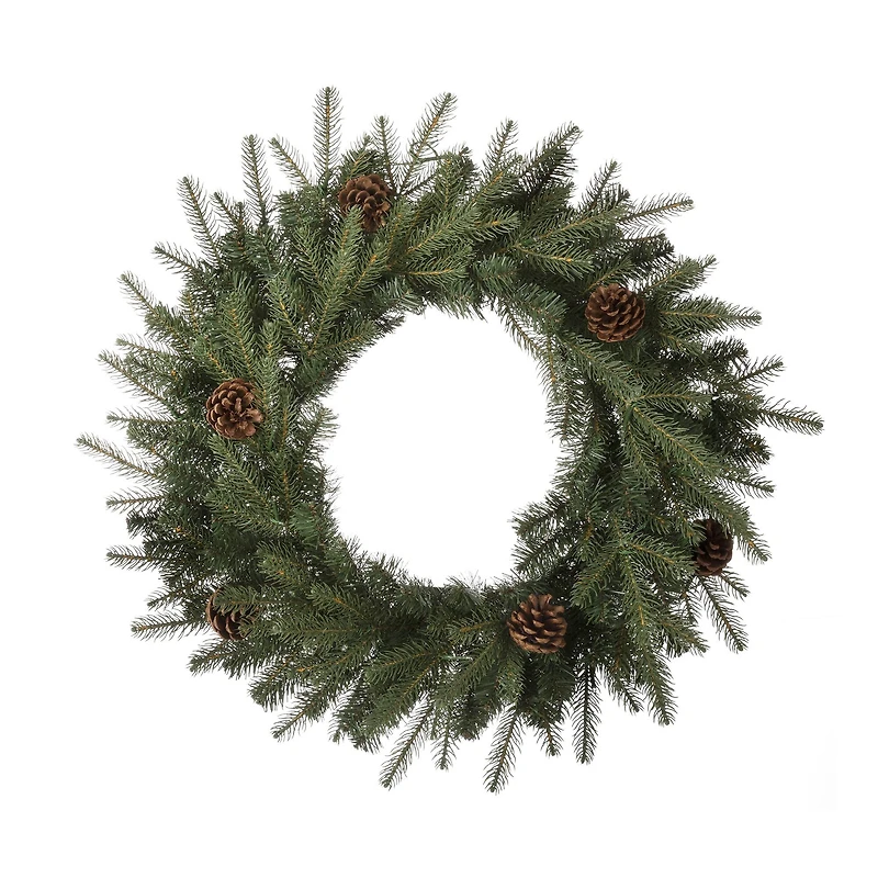 Glitzhome® 24" LED Greenery & Pinecone Christmas Wreath