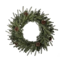 Glitzhome® 24" LED Greenery & Pinecone Christmas Wreath