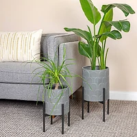 Hello Honey® Gray Metal Planter Set on Stands