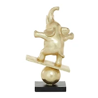Gold Polystone Contemporary Elephant Sculpture, 12" x 7" x 3"