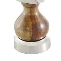 6" Silver Aluminum Metal Chess Sculpture with Round Wood Centers, 3ct.