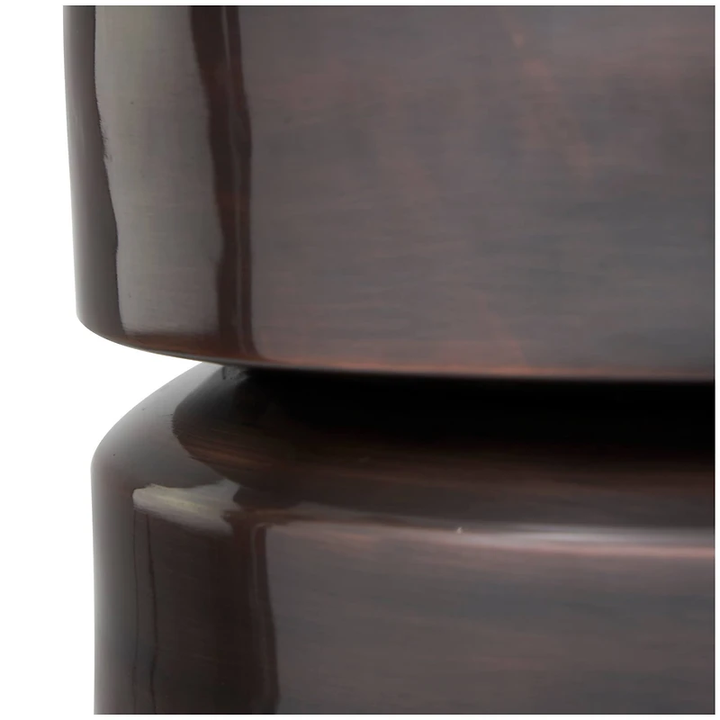 19" Copper Metal Drum Accent Table