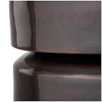 19" Copper Metal Drum Accent Table