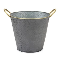 Metal Aztec Pail Planter Set