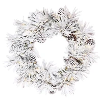 36" Warm White LED Flocked Atka Pine Wreath