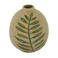 Tan Ceramic Coastal Style Vase, 10" x 7" x 7"