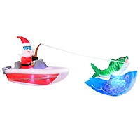 14ft. Inflatable Christmas Boat Fishing Santa with Swirling Lights