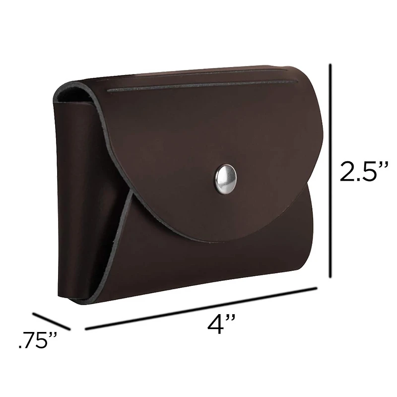 JAM Paper Italian Leather Business Card Holder Case with Round Flap