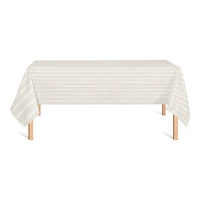 Cream & White Ticking Stripe Cotton Tablecloth