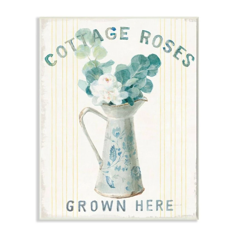 Stupell Industries Off-White Blue & Yellow Country Roses in Milk Tin Wall Plaque