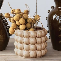 Hello Honey® 6" Tan Round Stoneware Planter with Raised Dots