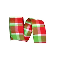 JAM Paper 1.5" x 10yd. Wired Good Time Plaid Wired Ribbon