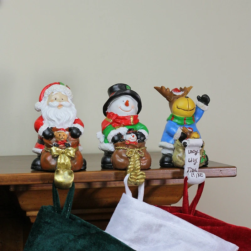 Santa  Snowman and Reindeer Christmas Stocking Holders - 5.25" - Set of 3