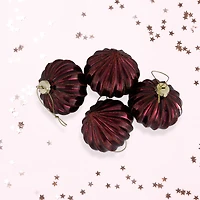 4ct Shiny Maroon Onion Glass Christmas Ornaments 3"