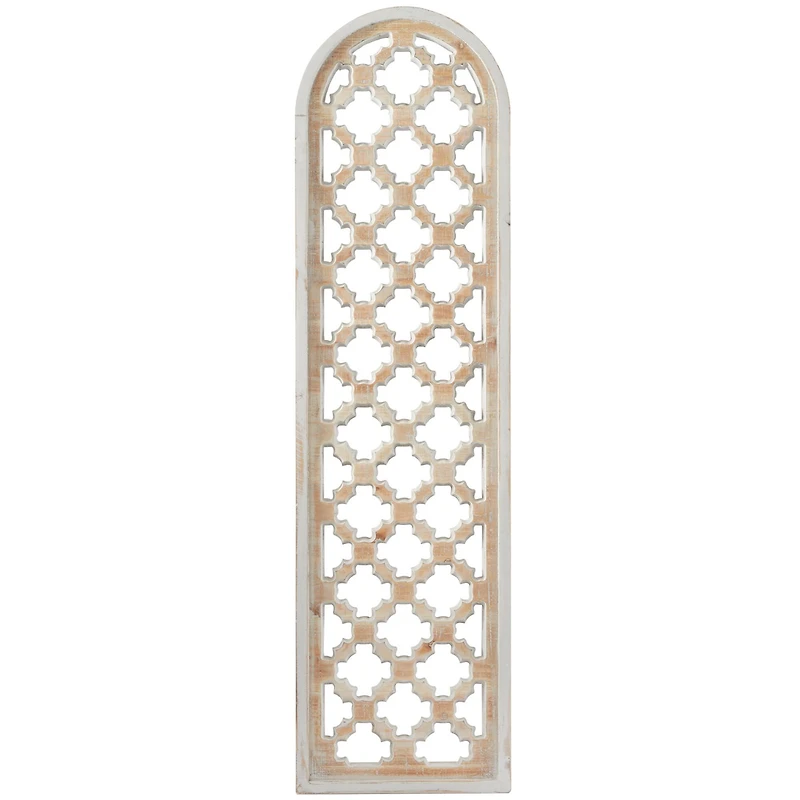Brown Wood Carved Trellis Geometric Wall Decor 13" x 1" x 49"