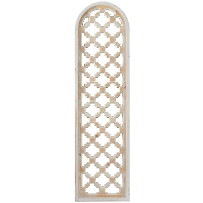 Brown Wood Carved Trellis Geometric Wall Decor 13" x 1" x 49"