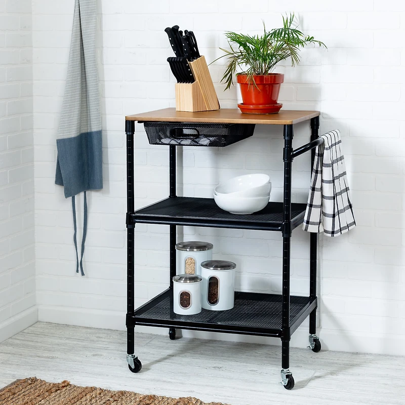 Honey Can Do Black Matte Rolling Storage Cart