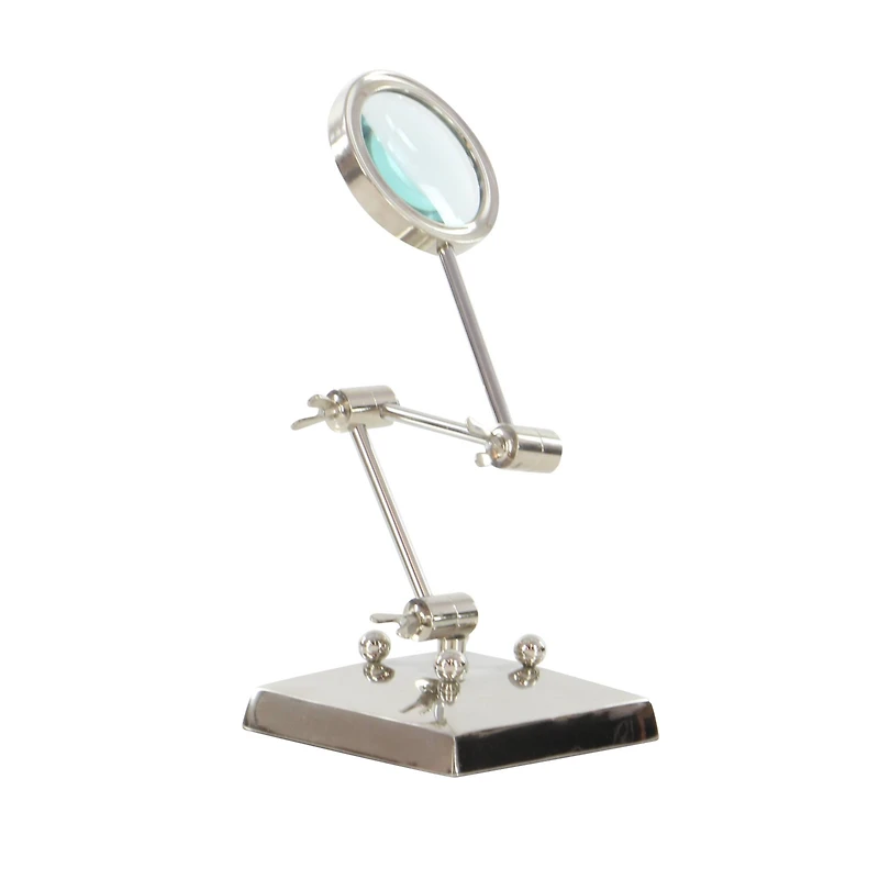 Silver Aluminum Traditional Magnifying Glass, 20" x 6" x 6"