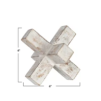 Hello Honey® 6" Whitewashed Mango Wood Jack Cross Decoration