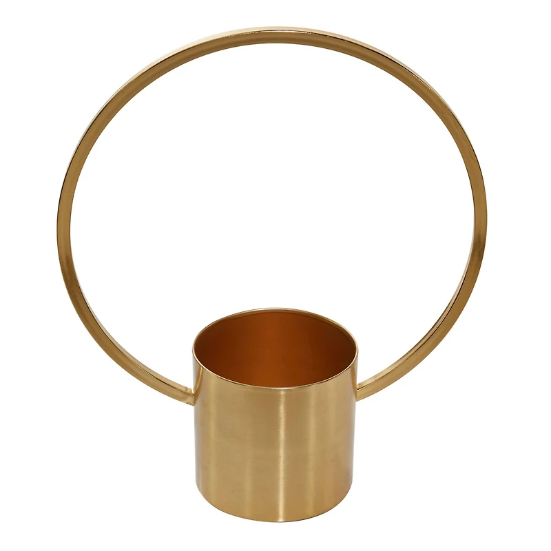 CosmoLiving by Cosmopolitan Set of 2 Gold Metal Glam Planter, 11", 14"