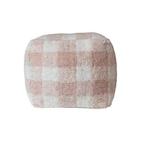 Hello Honey® 18" Blush & Cream Plaid Cotton Tufted Pouf