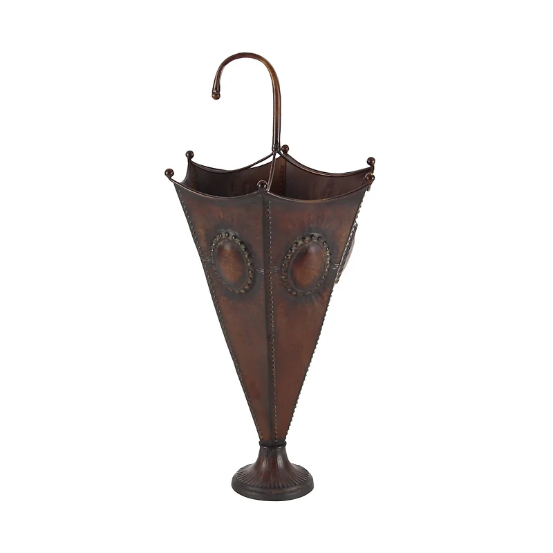 28" Brown Metal Rustic Umbrella Stand