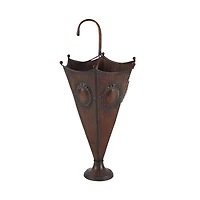 28" Brown Metal Rustic Umbrella Stand