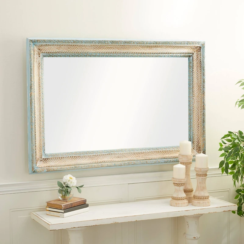 48" White Wood Farmhouse Wall Mirror