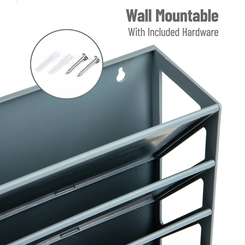 Mind Reader 5-Tier Vertical File Storage, Desktop Organizer, Wall Mount, Office, Plastic