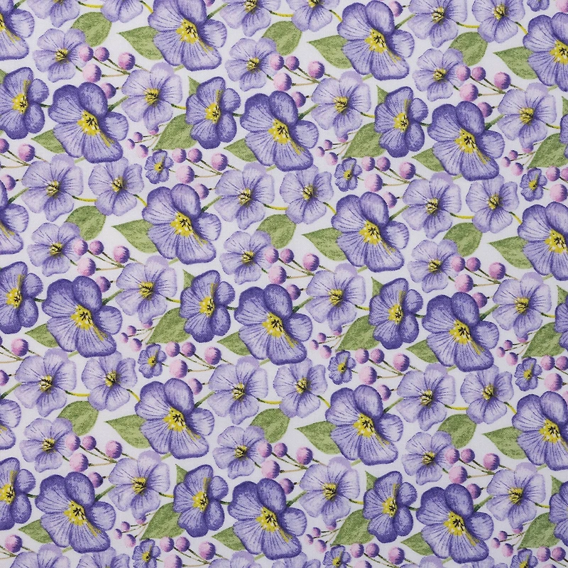 SINGER Packed Purple Blooms & Leaves Cotton Fabric