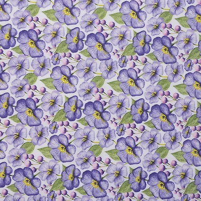 SINGER Packed Purple Blooms & Leaves Cotton Fabric