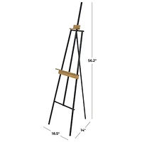 56.25" Black Metal Painter's Inspired 3-Tier Display Easel with Gold Accents
