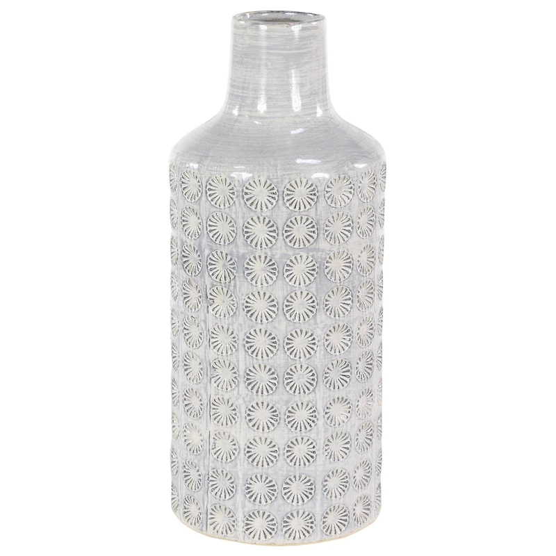 CosmoLiving by Cosmopolitan White Porcelain Coastal Style Vase, 8" x 18"