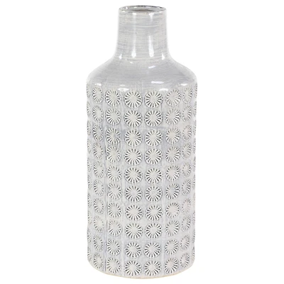 CosmoLiving by Cosmopolitan White Porcelain Coastal Style Vase, 8" x 18"