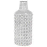 CosmoLiving by Cosmopolitan White Porcelain Coastal Style Vase, 8" x 18"