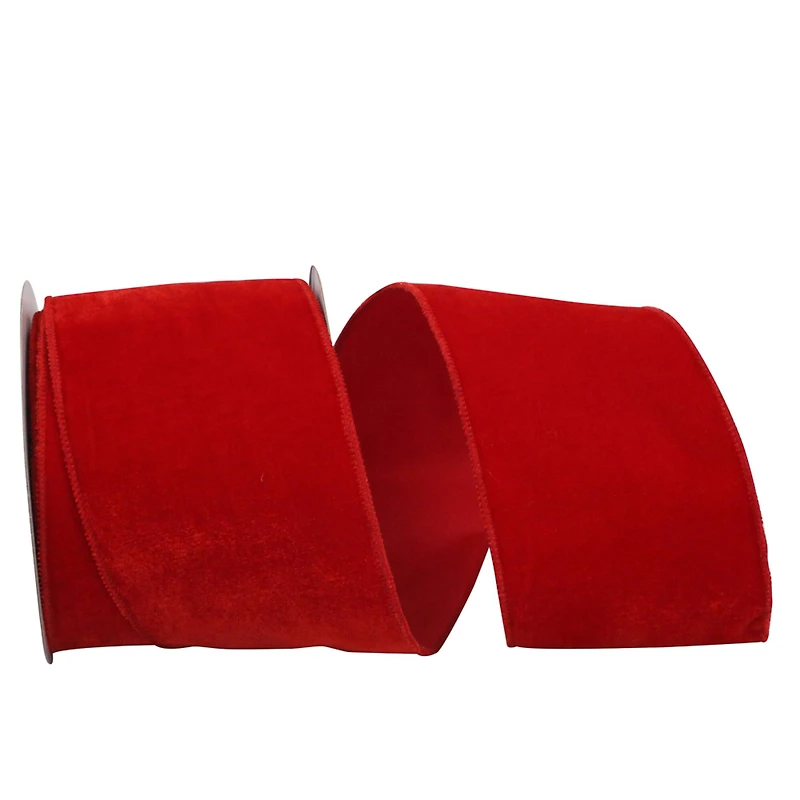 JAM Paper 4" x 10yd. Regal Red Wired Plush Velvet Ribbon