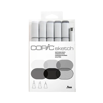 6 Packs: 6 ct. (36 total) Copic® Sketch Marker Set, Sketching Grays
