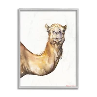 Stupell Industries Camel Side Portrait Desert Animal Tan White in Gray Frame Wall Art