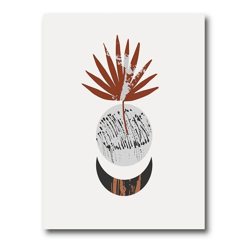 Designart - Moon and Sun Shapes In Retro Terracotta Tones II