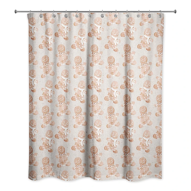 Gingerbread Man Pattern 71" x 74" Shower Curtain