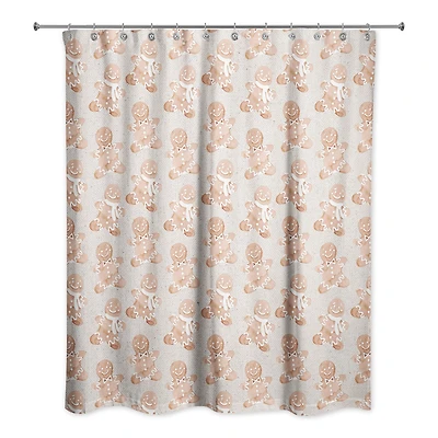 Gingerbread Man Pattern 71" x 74" Shower Curtain