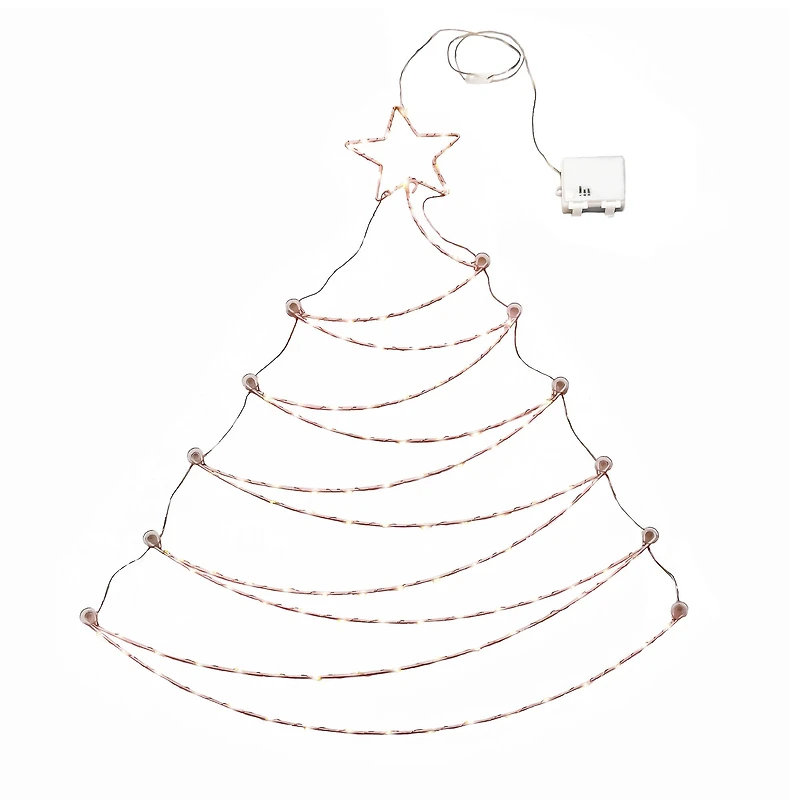 37" Pre-Lit LED Hanging Metal Wire Tree Decoration