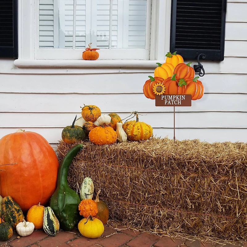 Glitzhome® 42" Fall Metal Pumpkins Stack Yard Stake