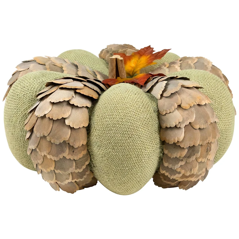 10" Green & Brown Autumn Harvest Tabletop Pumpkin