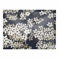 Navy & White Blossoms Cotton Twill Placemat