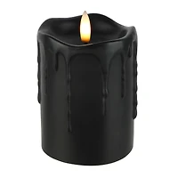 3" x 4" Black Dripping LED Wax Pillar Candle by Ashland®